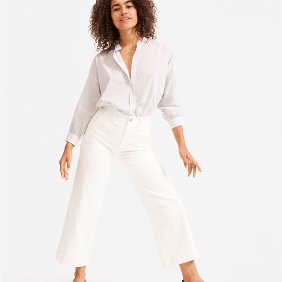 Everlane Pants - Everlane Wide Leg Crop Denim Pants in Bone White Womens Sz 25